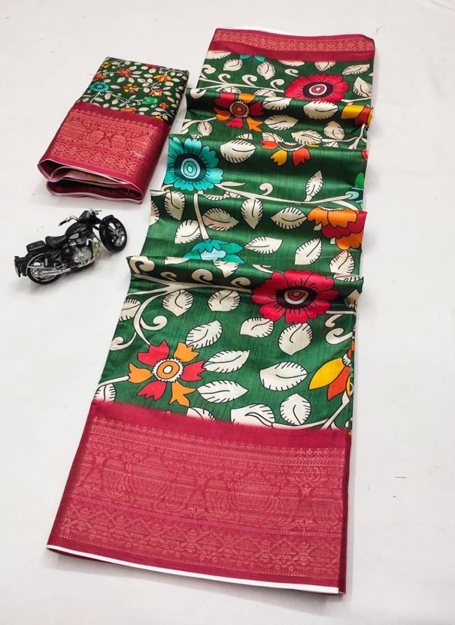 Pure Dola Silk Green Traditional Wear Digital Printed Saree